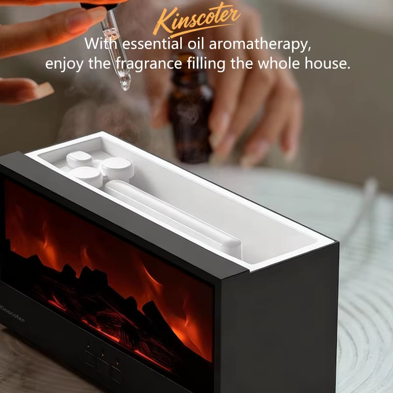 Creative Fireplace Aroma Diffuser Flame Air Humidifier Waterless Colorful Lights with Remote for Home Bedroom Holiday Gifts
