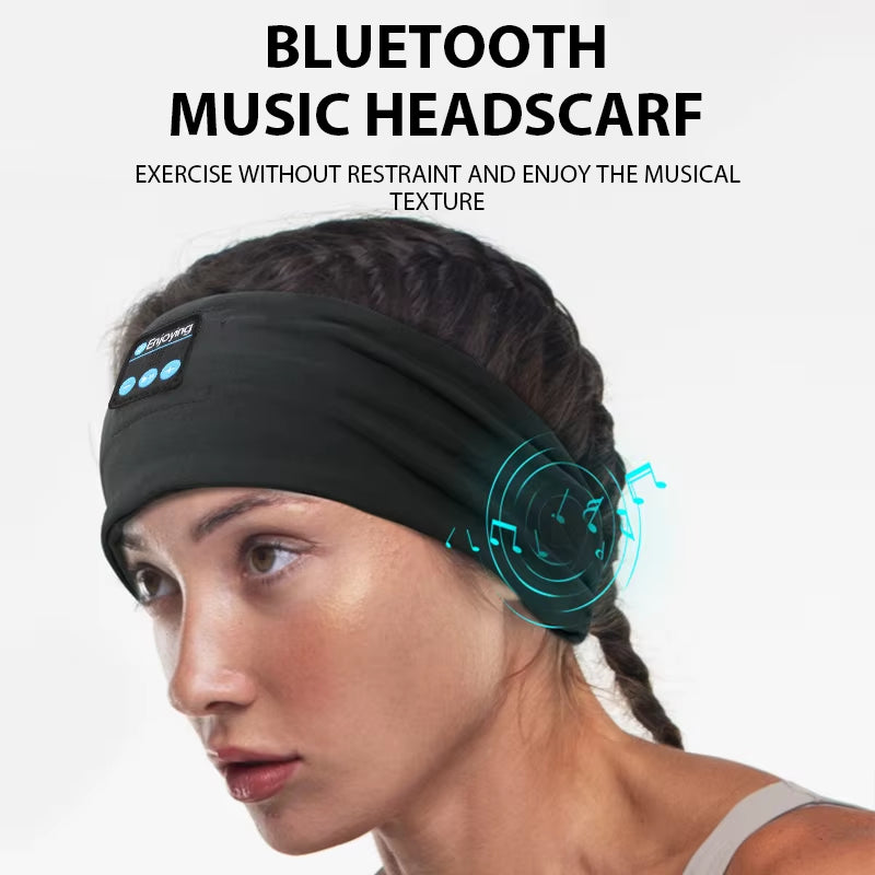 Wireless Bluetooth Headband Sleeping Headphones Sports Earphone/Headscar Music Hat with HD Stereo Speakers Eye Mask for Side Sl