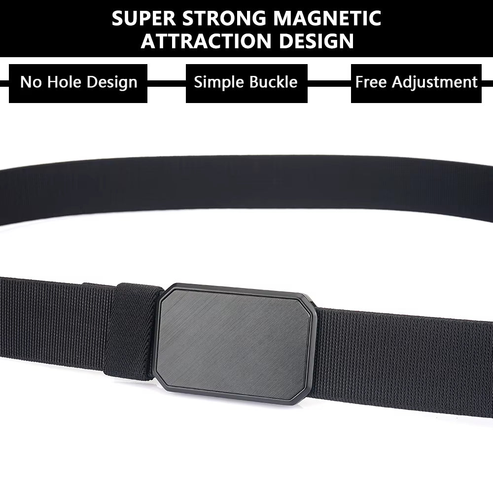 New Magnetism Alloy Quick Release Pluggable Buckle Elastic Belts for Men Durable Tactical Belt Cowboy Outdoor Belt Hunting