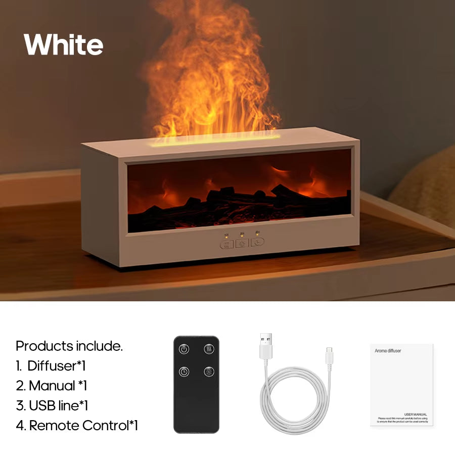 Creative Fireplace Aroma Diffuser Flame Air Humidifier Waterless Colorful Lights with Remote for Home Bedroom Holiday Gifts