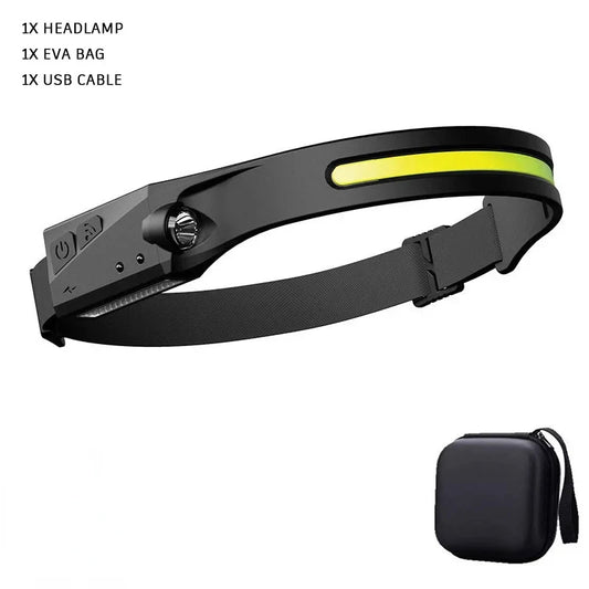KDULIT 1~20Pack LED Sensor Headlamp Built-In Battery USB Rechargeable Waterproof Head Torch Outdoor Camping Fishing Headlight