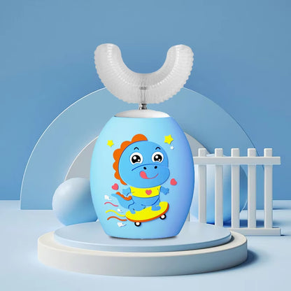 360° Sonic Electric Toothbrush U Shape Rechargeable for Kids Children Automatic Silicone Tooth Brush Smart Timer Blue Light IPX7