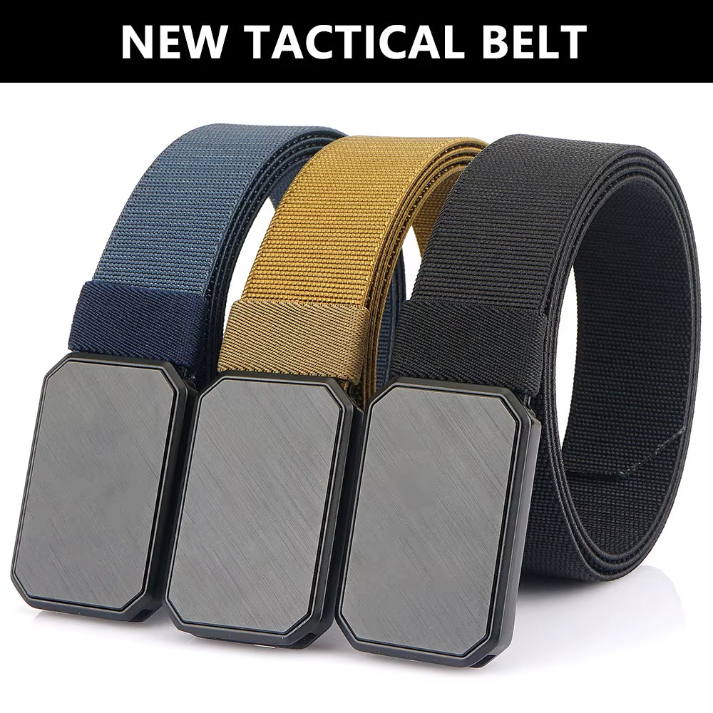 New Magnetism Alloy Quick Release Pluggable Buckle Elastic Belts for Men Durable Tactical Belt Cowboy Outdoor Belt Hunting