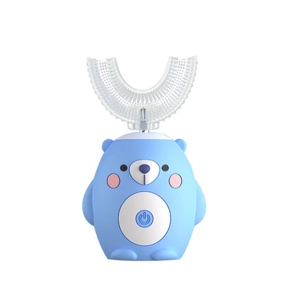 360° Sonic Electric Toothbrush U Shape Rechargeable for Kids Children Automatic Silicone Tooth Brush Smart Timer Blue Light IPX7