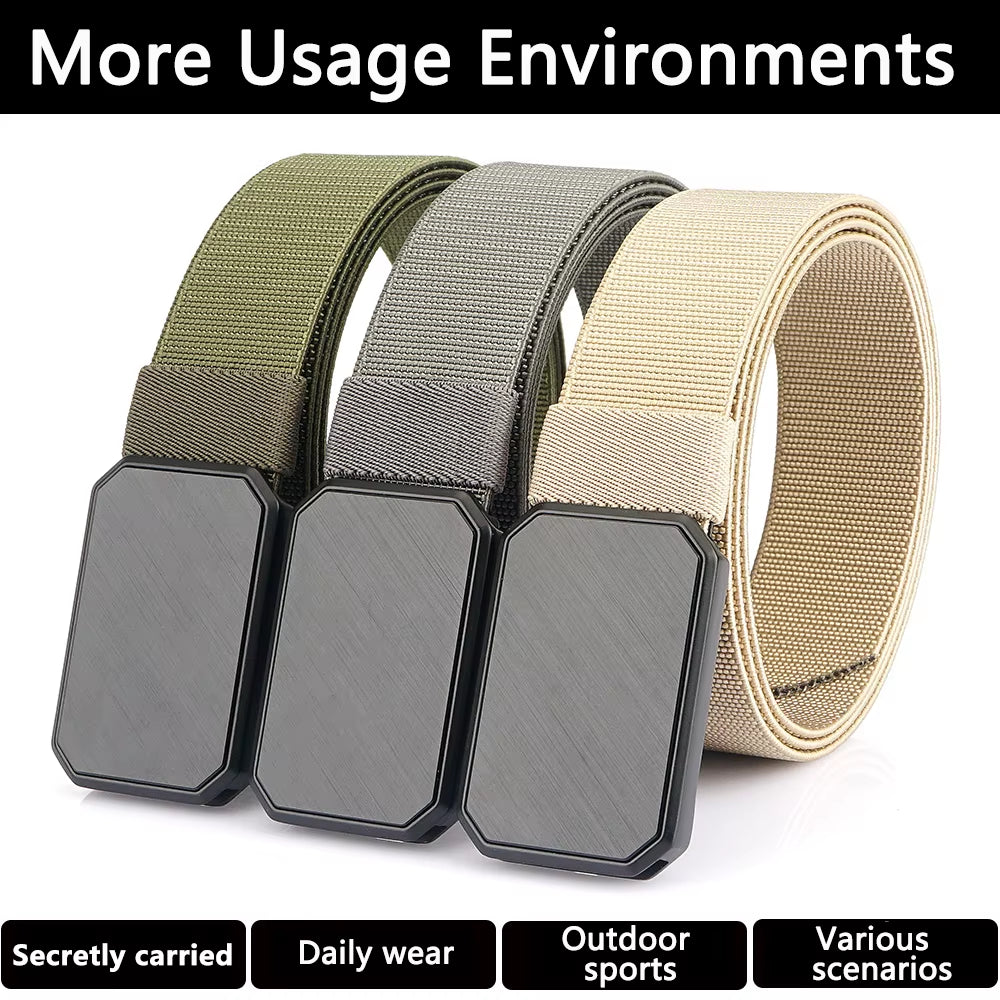 New Magnetism Alloy Quick Release Pluggable Buckle Elastic Belts for Men Durable Tactical Belt Cowboy Outdoor Belt Hunting