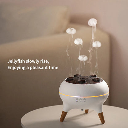 Flame Air Humidifier Dynamic Jellyfish Aroma Diffuser with Colorful Gradient Ambient Lights Remote Control Aromatherapy Diffuser