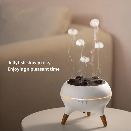 Flame Air Humidifier Dynamic Jellyfish Aroma Diffuser with Colorful Gradient Ambient Lights Remote Control Aromatherapy Diffuser