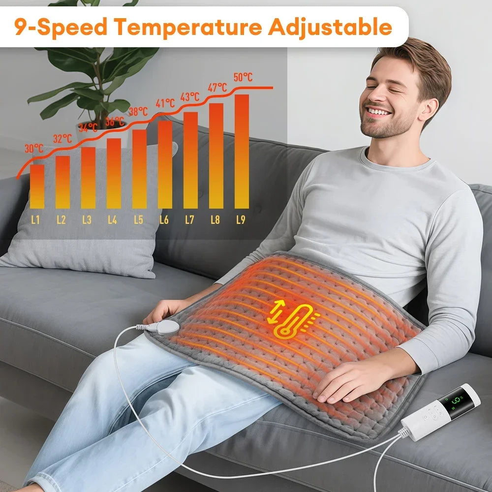30*60Cm Electric Heating Pads for Back Neck Shoulder Home Office Washable Winter Warm Blanket 4 Timer 9 Temperature Control