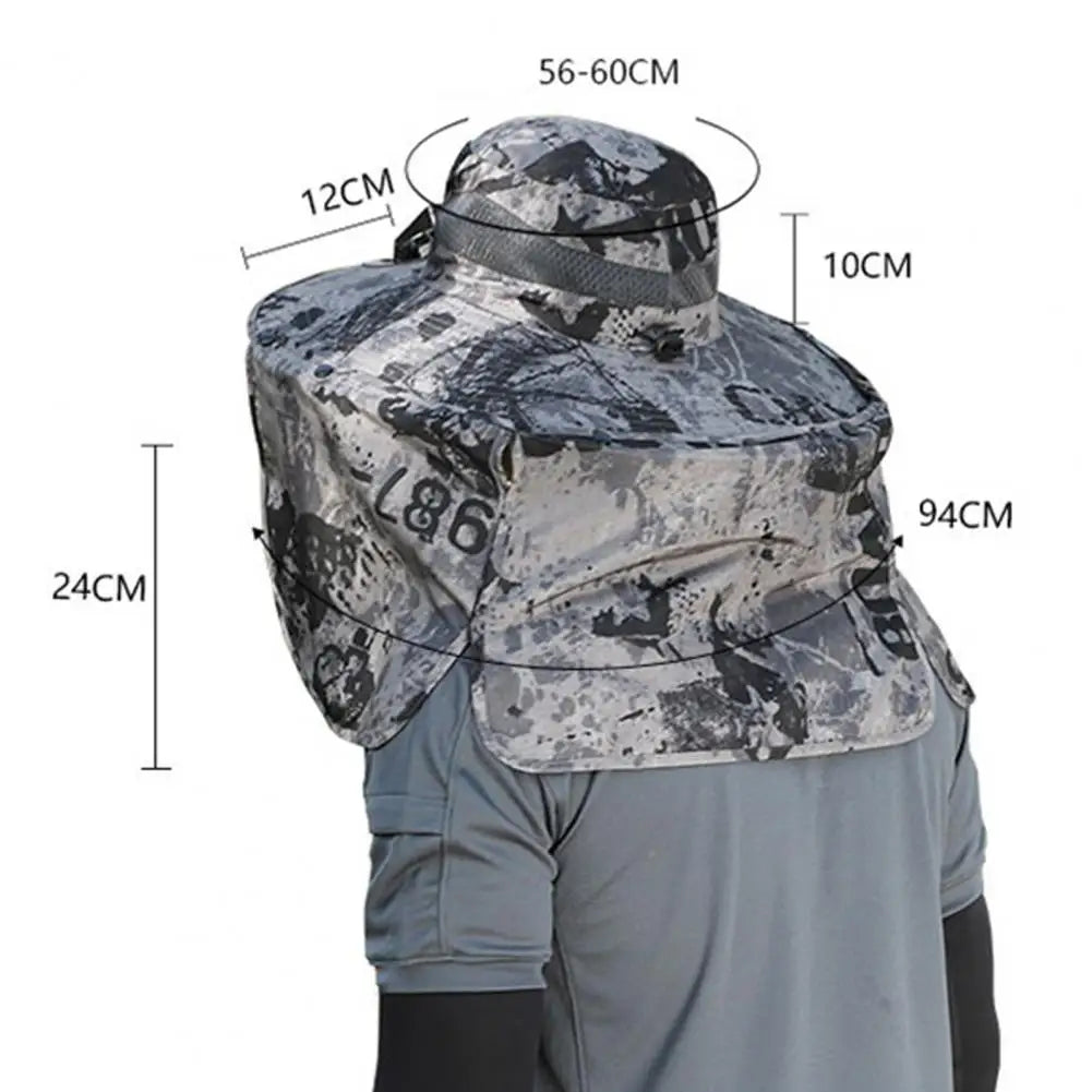 Solar Fan Hat with Neck Flap USB Rechargeable UV Dual Cooling Fan Fishing Hat Fisherman Hiking Mountaineering Sun Hat