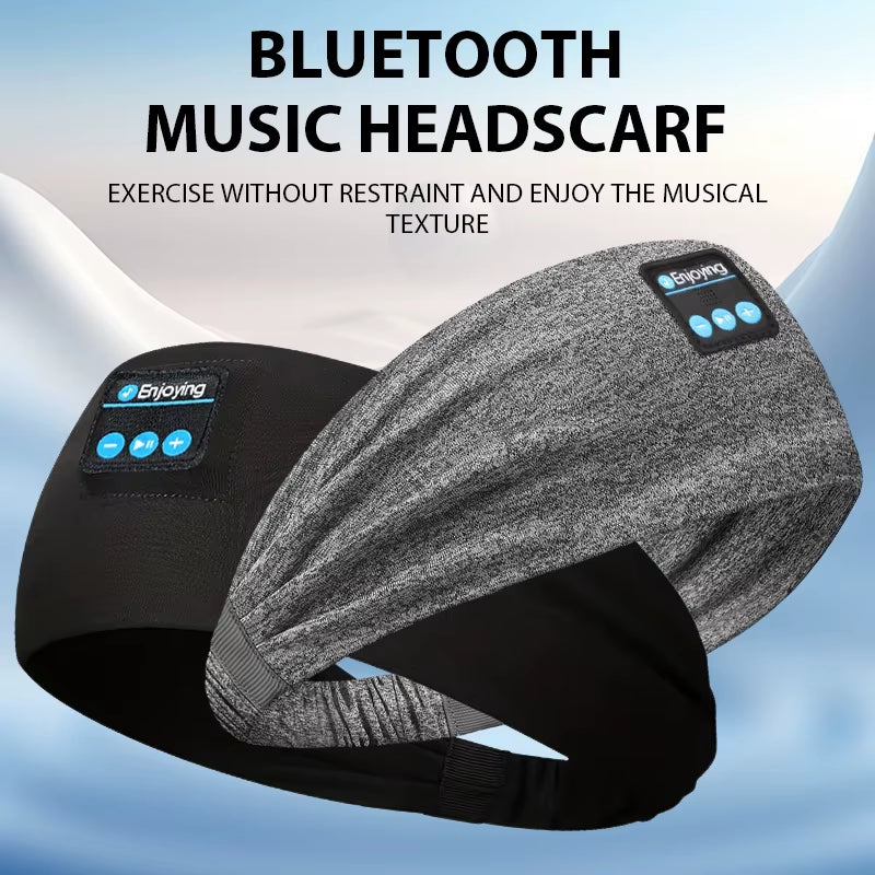 Wireless Bluetooth Headband Sleeping Headphones Sports Earphone/Headscar Music Hat with HD Stereo Speakers Eye Mask for Side Sl