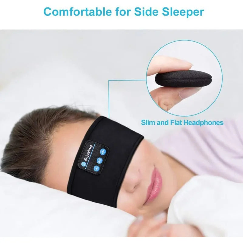 Sleep Mask Bluetooth Sleeping Headphones Headband Thin Soft Elastic Comfortable Wireless Music Headset Eye Mask for Side Sleeper