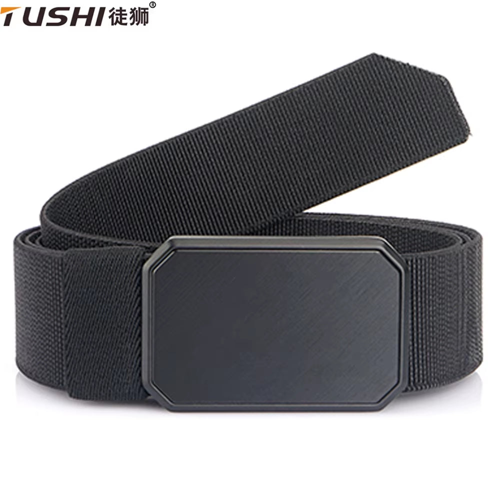 New Magnetism Alloy Quick Release Pluggable Buckle Elastic Belts for Men Durable Tactical Belt Cowboy Outdoor Belt Hunting