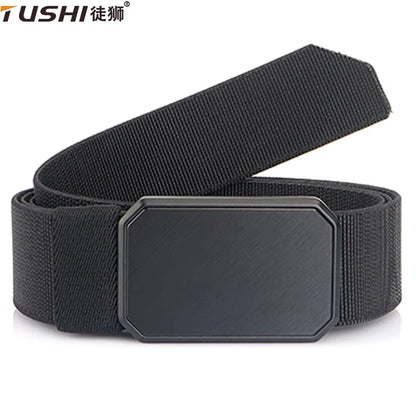 New Magnetism Alloy Quick Release Pluggable Buckle Elastic Belts for Men Durable Tactical Belt Cowboy Outdoor Belt Hunting
