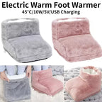 Electric Foot Warmer USB Charging Foot Heating Pad Comfort Fleece Suede Cushion Foot Heater Couple Slippers for Bedroom Sleeping